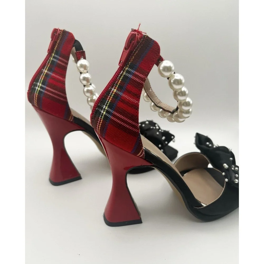 Betsy Johnson Pearl Strap Flared Heel Pumps Women's Shoes Size 8.5